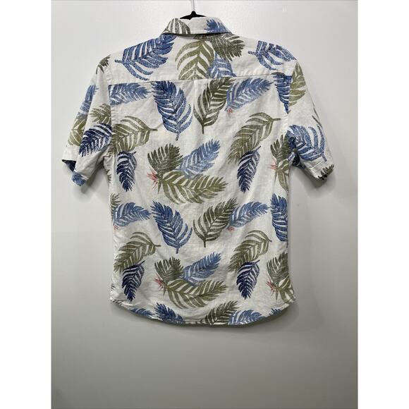 Old Navy Slim Fit Button Shirt Tropical Hawaiian Linen Blend Shirt Men's Sz‎ S - Picture 7 of 11